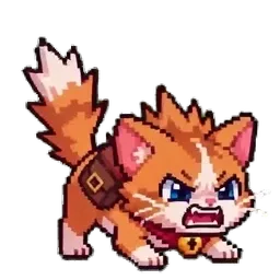 Sprite animado de um gato com fundo transparente, exportado pelo app